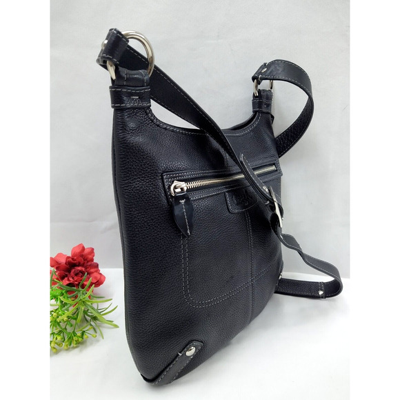 Coach Penelope Black Pebbled Leather Zipper Pockets Crossbody Bag - Picture 3 of 14